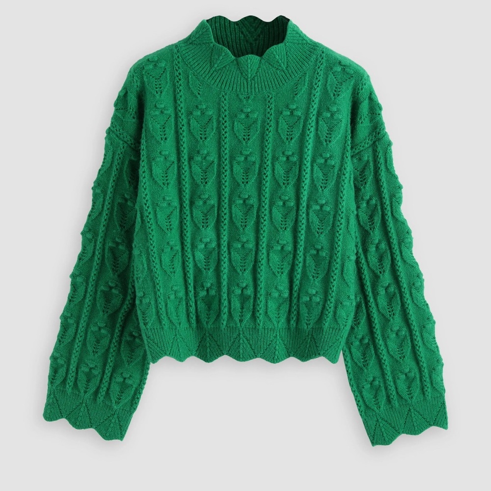 Textured high neck sweater
